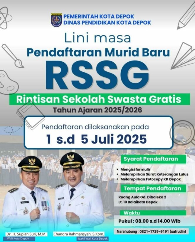 
					Waktu dan syarat pendaftaran rintisan sekolah swasta gratis Pemerintah Kota Depok. (Istimewa)