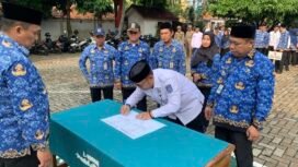 Suasana saat sertijab di Kecamatan Bojongsari pasca mutasi dan rotasi yang dilakukan Wali Kota Depok Supian Suri, Senin, 15 September 2025. Foto : Istimewa